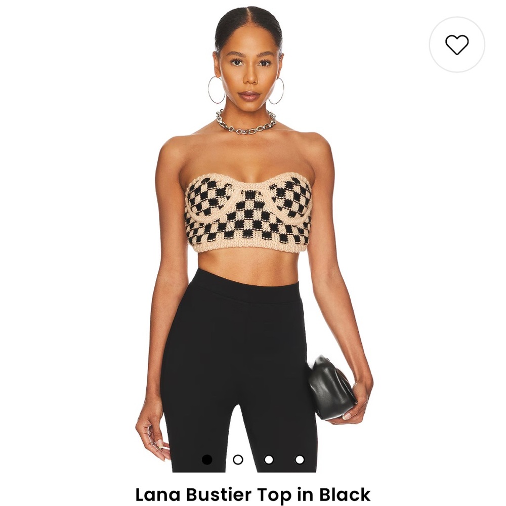 for love and lemons  checkered knit crop bra top  small